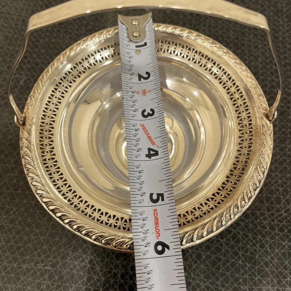 Antique La Pierre Sterling Silver Small Candy Dish Basket 173g, Pierced, Handle